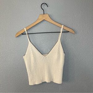 Cream Ribbed Knit Women's Top